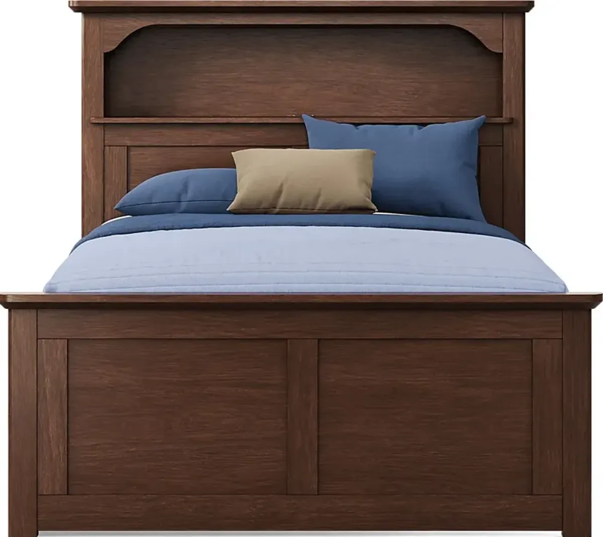 Kids South Bend Brown Cherry Full Bookcase Bed with Storage Side Rail