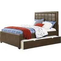 Kids Lugo Brown 4 Pc Full Upholstered Bed with Storage Trundle