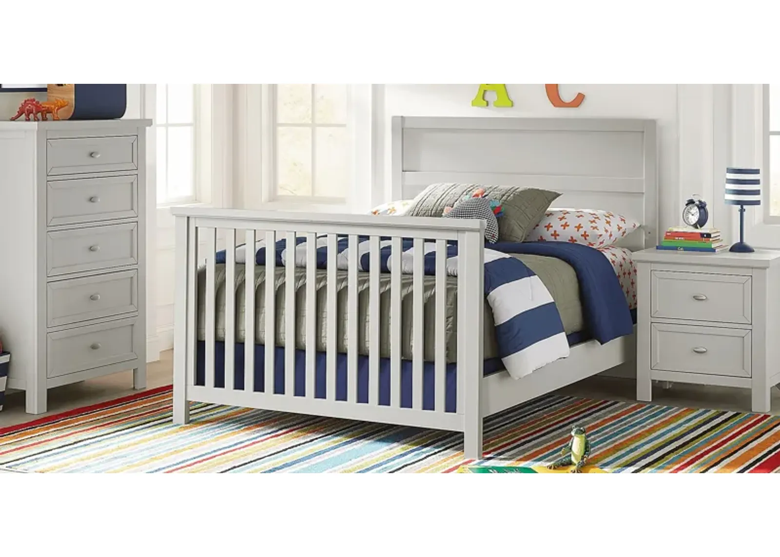 Kids Starry Dreams Gray 4 Pc Nursery with Full Conversion Rails