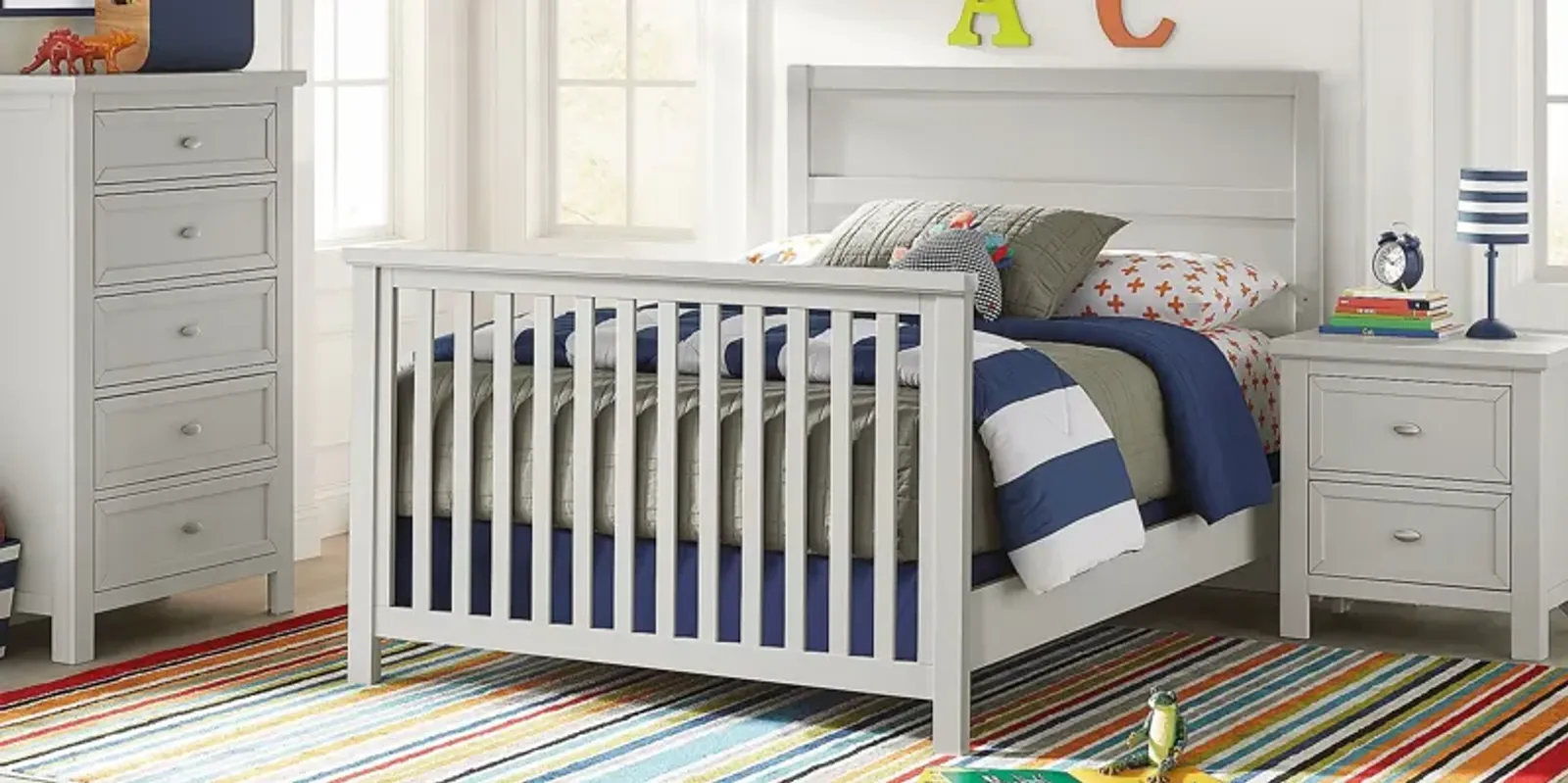 Kids Starry Dreams Gray 4 Pc Nursery with Full Conversion Rails