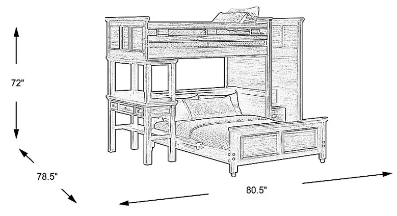 Kids Canyon Lake Ash Gray Twin/Full Loft with Desk
