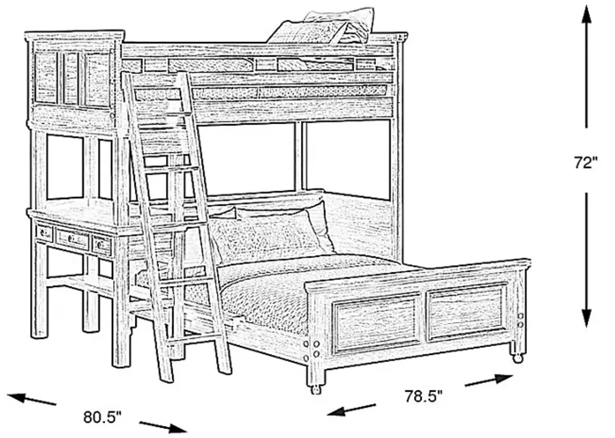 Kids Canyon Lake Ash Gray Twin/Full Loft with Desk