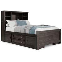 Kids Creekside 2.0 Charcoal 3 Pc Full Bookcase Bed with 2 Storage Rails
