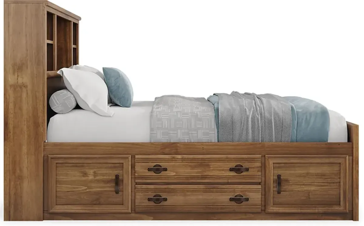 Kids Creekside 2.0 Chestnut Full Bookcase Bed with 2 Storage Side Rails