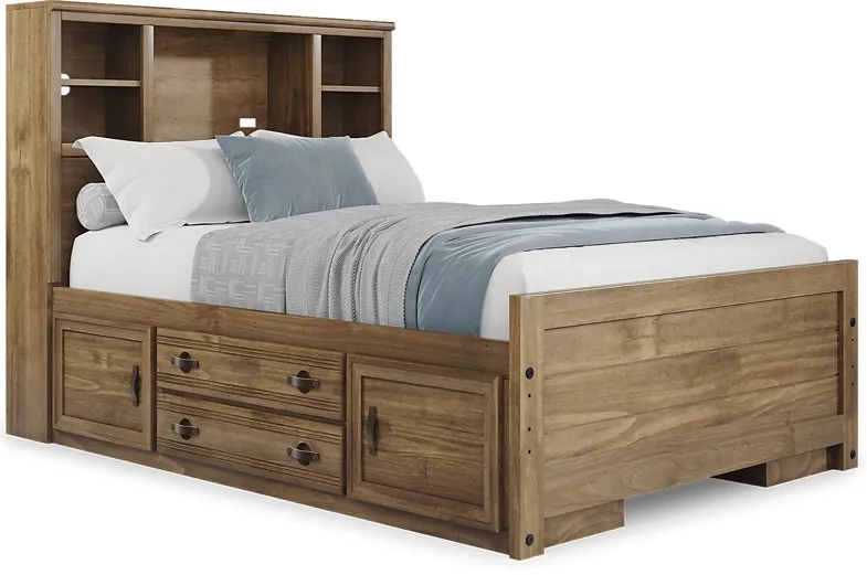 Kids Creekside 2.0 Chestnut Full Bookcase Bed with 2 Storage Side Rails