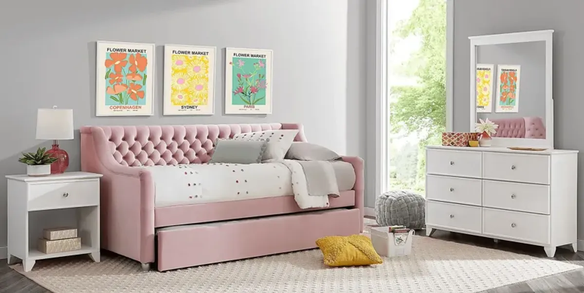 Alena Pink 4 Pc Twin Daybed with Twin Storage Trundle