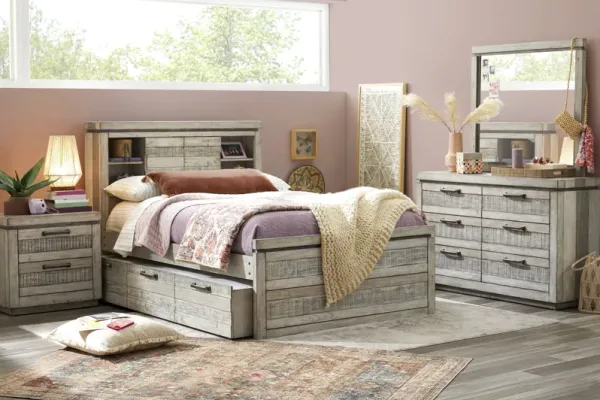 Kids Westover Hills Jr. Gray Full Bookcase Bedroom
