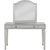 Evangeline Silver Vanity Desk with Mirror