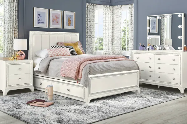 Kids Alyssa White Twin Lighted Bedroom