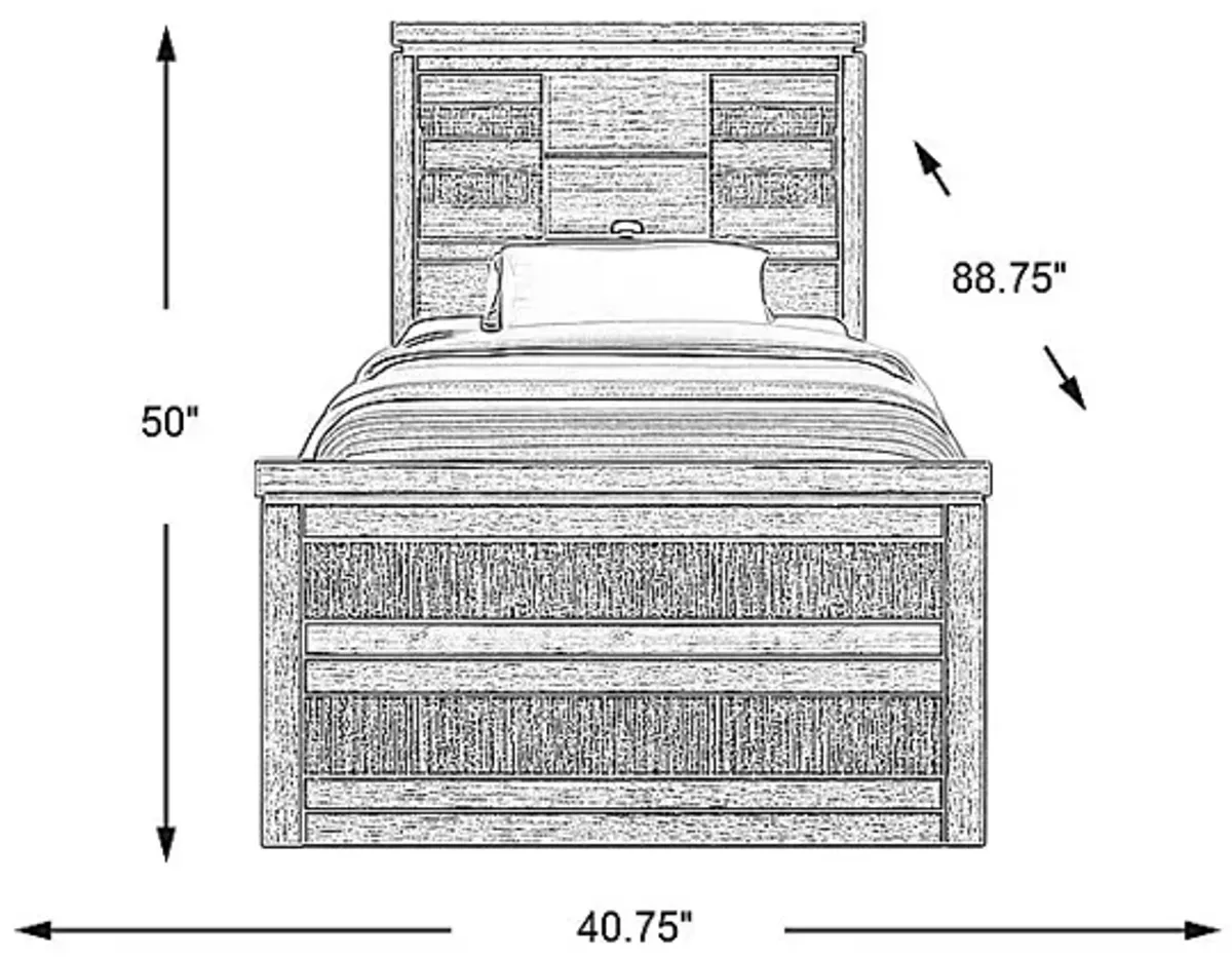 Kids Westover Hills Jr. Gray 3 Pc Twin Bookcase Bed