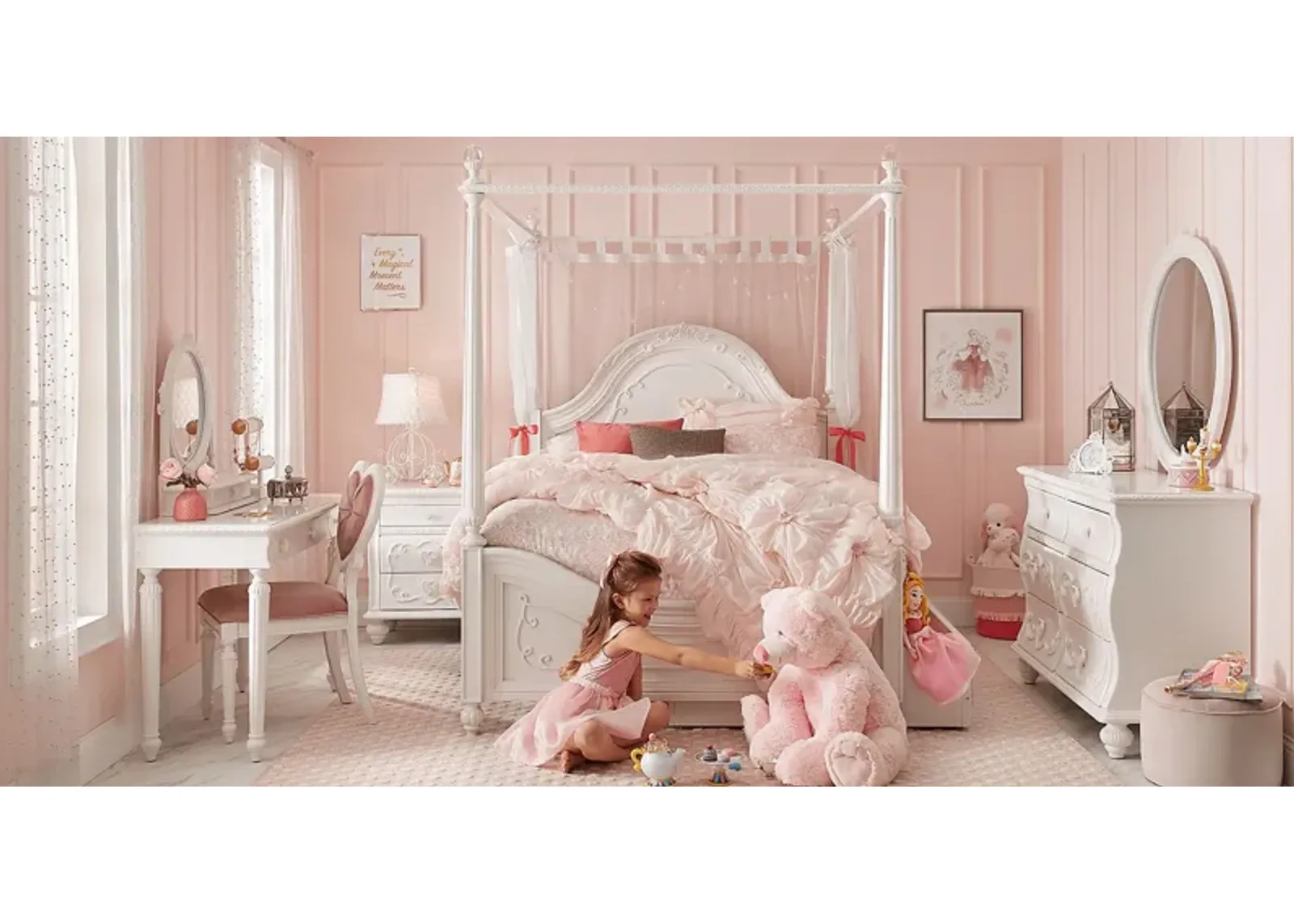 Disney Princess Dreamer White 5 Pc Twin Canopy Bedroom