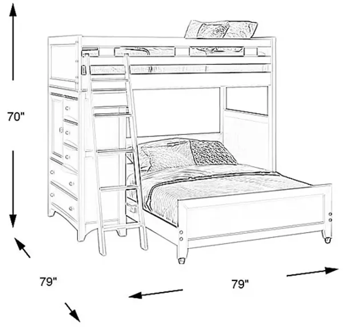 Ivy League 2.0 White Twin/Full Loft with Chest