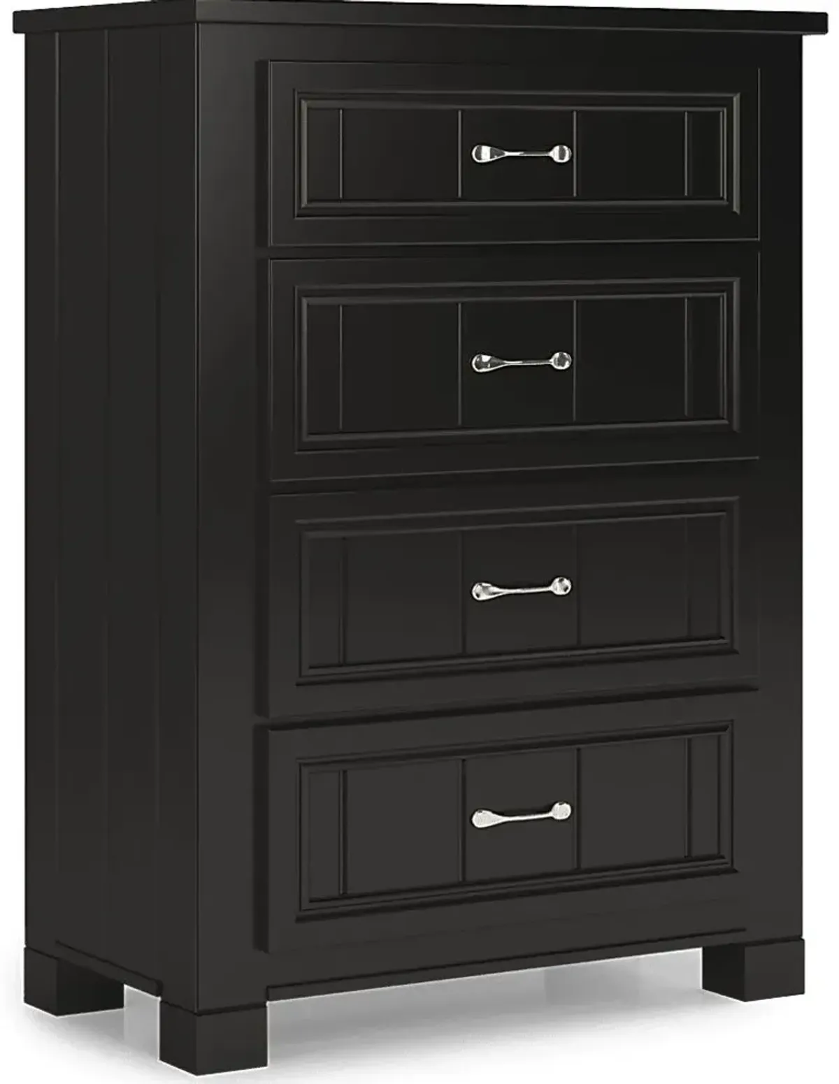 Kids Sugar Hollow Black Full Panel Bedroom with Cottage Colors Chest and Nightstand
