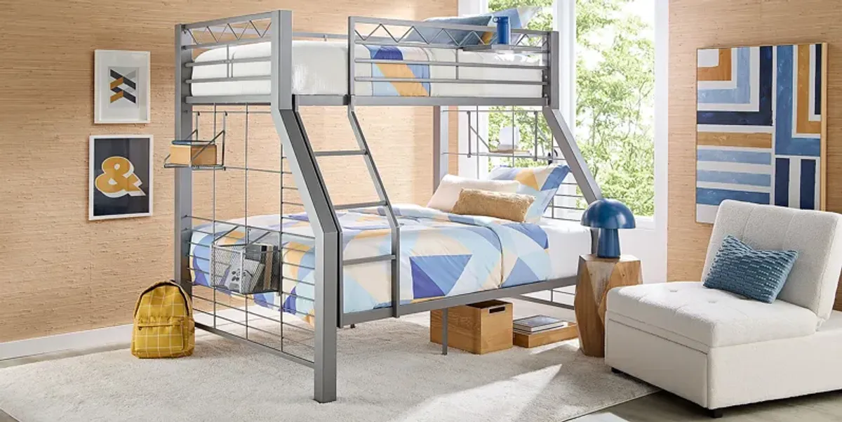 Build-A-Bunk Gray Twin/Full Bunk Bed with Gray Accessories