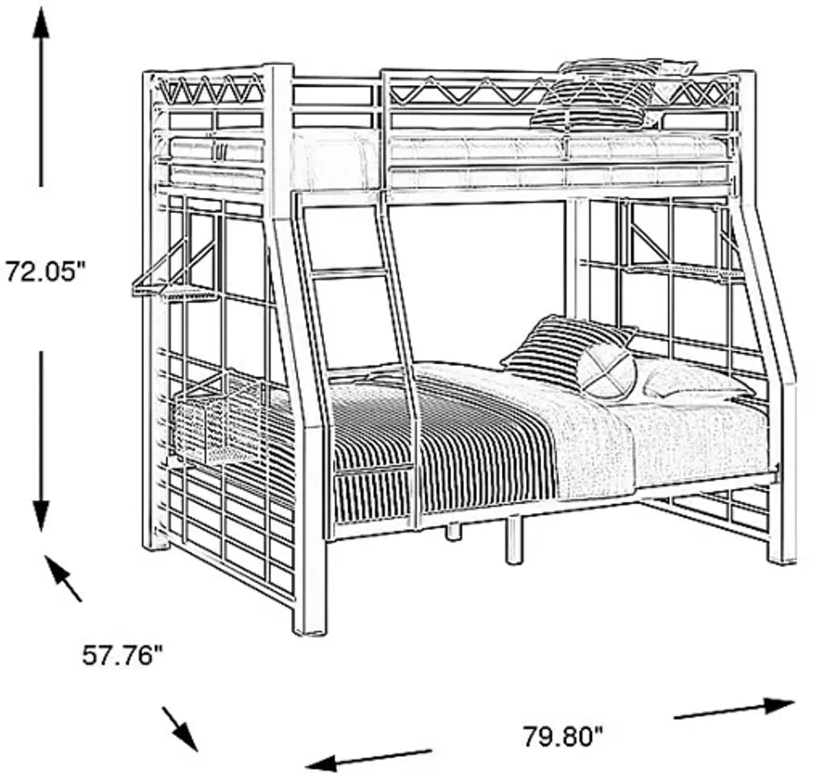 Build-A-Bunk Gray Twin/Full Bunk Bed with Gray Accessories