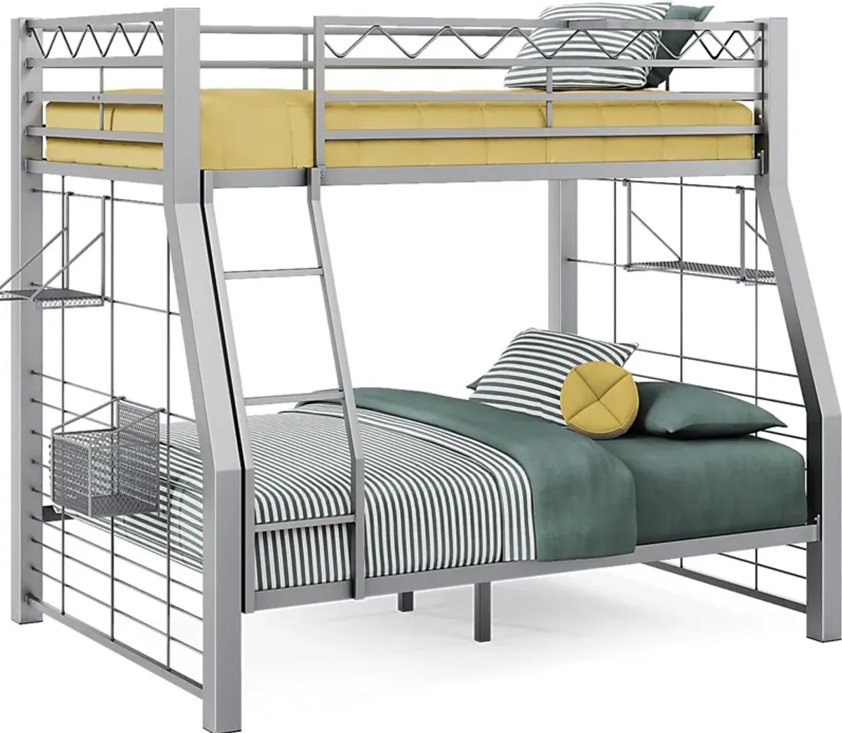 Build-A-Bunk Gray Twin/Full Bunk Bed with Gray Accessories