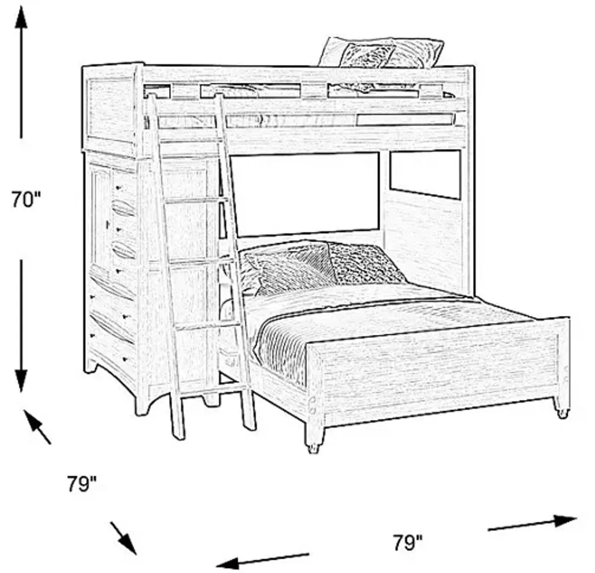 Ivy League 2.0 Walnut Twin/Full Loft with Chest