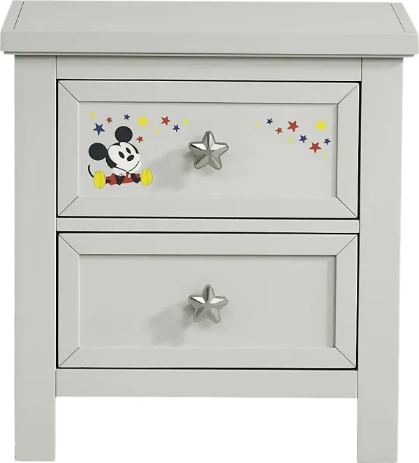 Mickey Mouse and Minnie Mouse Gray Nightstand with Vibrant Art