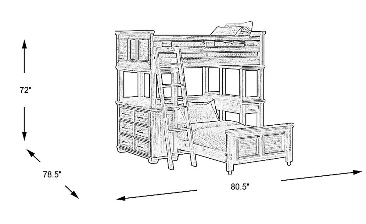 Kids Canyon Lake Java Twin/Twin Loft with Dresser and Desk