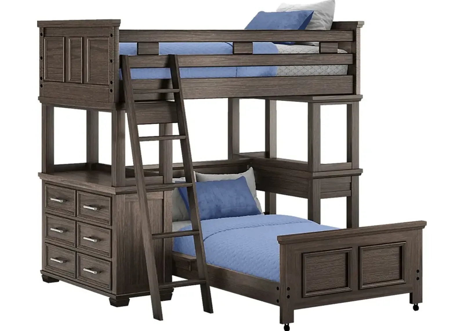 Kids Canyon Lake Java Twin/Twin Loft with Dresser and Desk