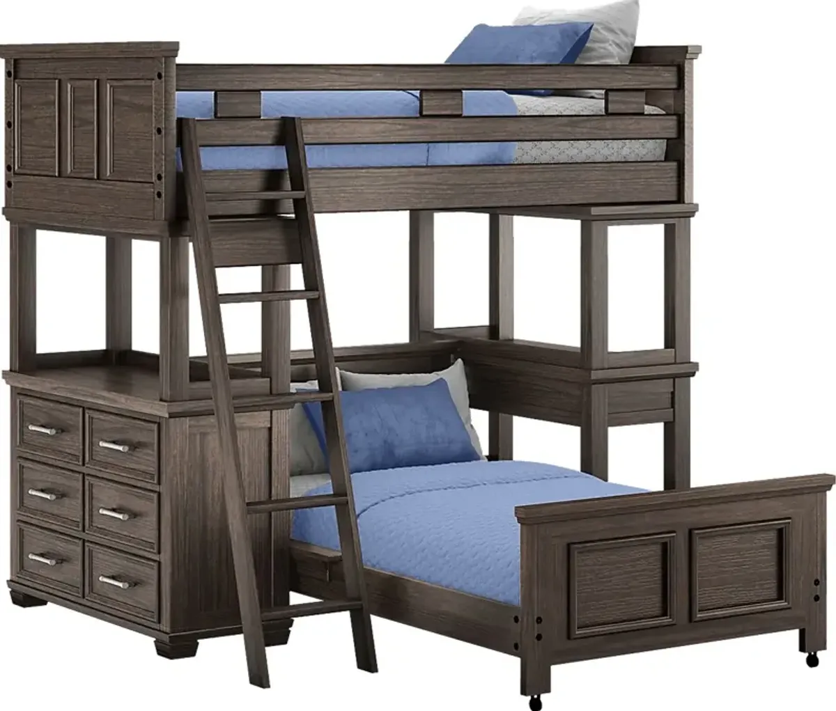 Kids Canyon Lake Java Twin/Twin Loft with Dresser and Desk