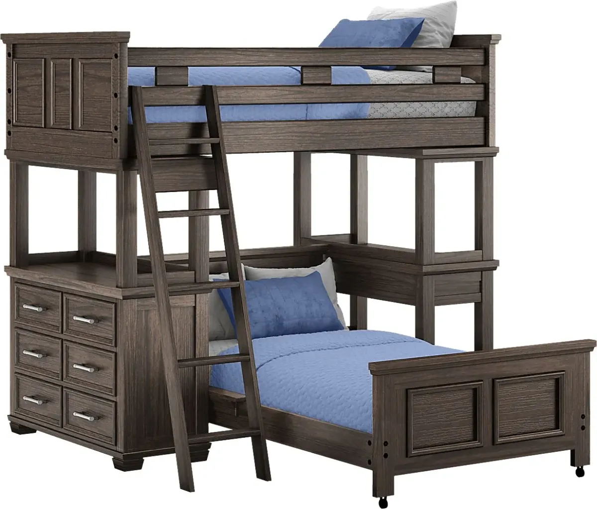 Kids Canyon Lake Java Twin/Twin Loft with Dresser and Desk