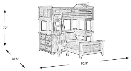 Kids Canyon Lake Ash Gray Twin/Twin Loft with Dresser and Desk