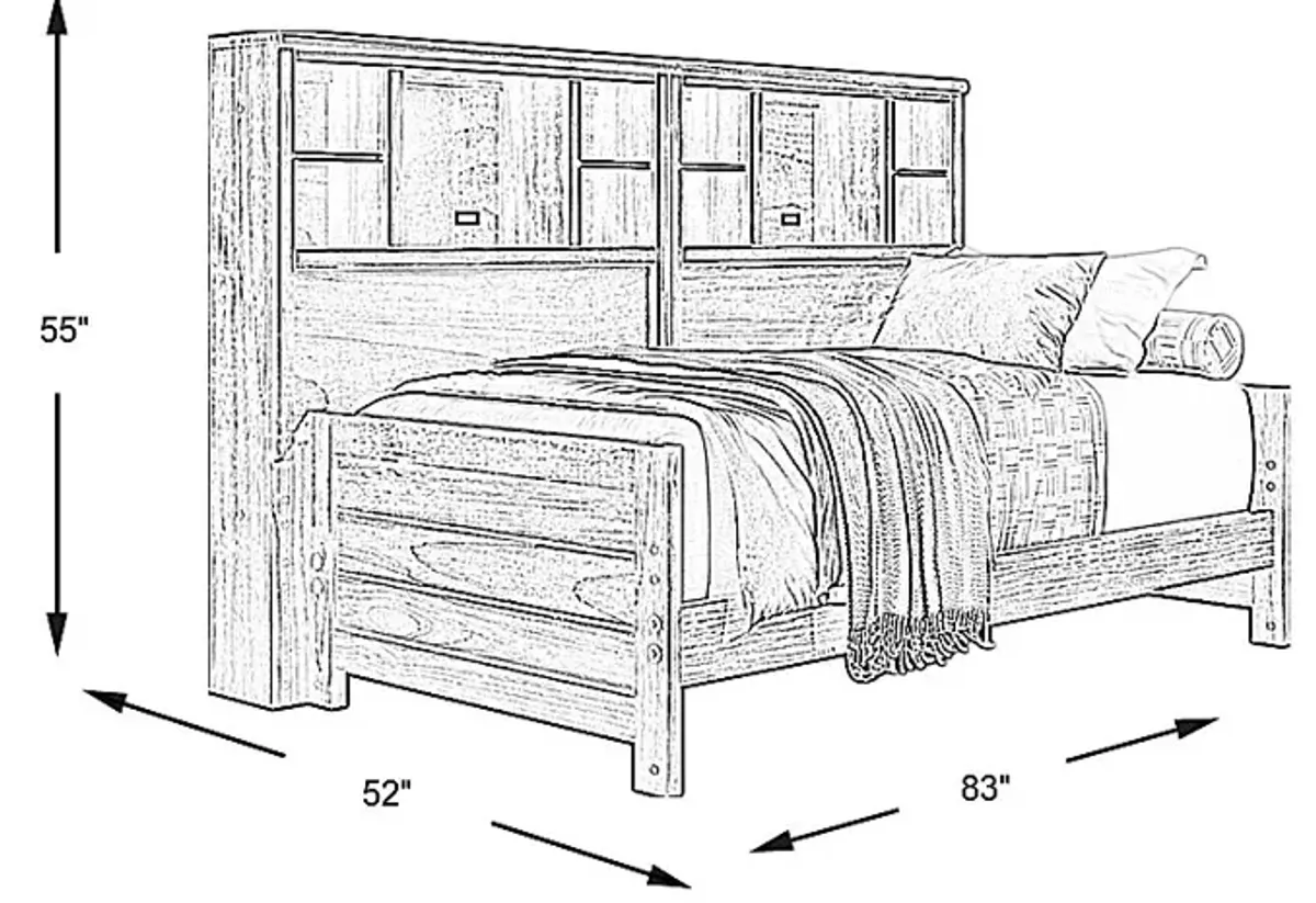 Kids Creekside 2.0 Charcoal 5 Pc Twin Bookcase Wall Bed