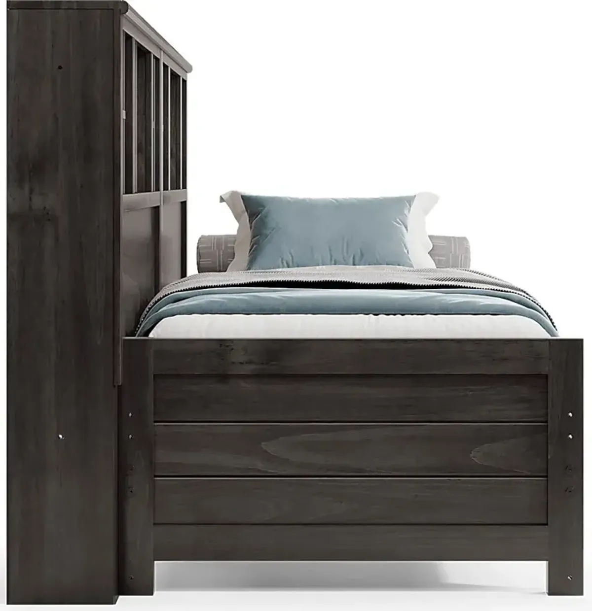 Kids Creekside 2.0 Charcoal 5 Pc Twin Bookcase Wall Bed