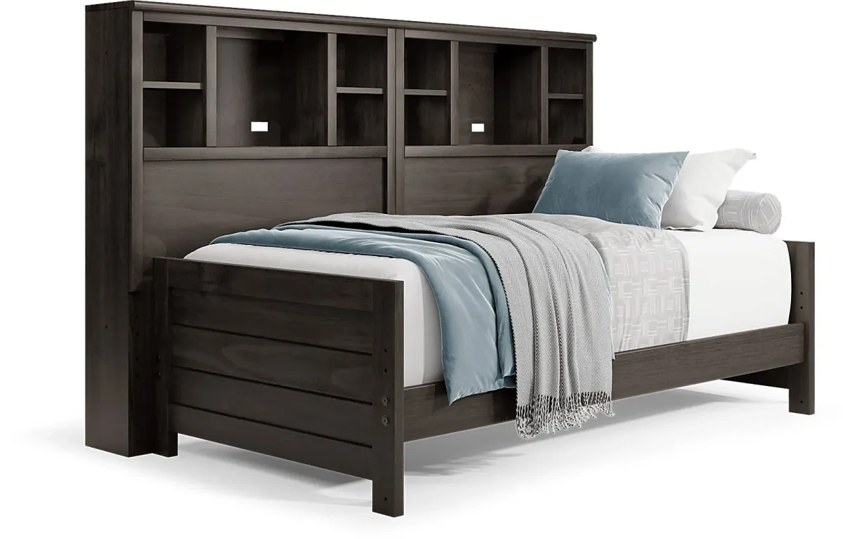 Kids Creekside 2.0 Charcoal Twin Bookcase Wall Bed