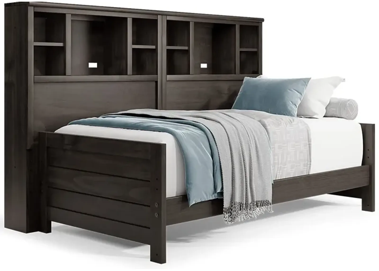 Kids Creekside 2.0 Charcoal 5 Pc Twin Bookcase Wall Bed