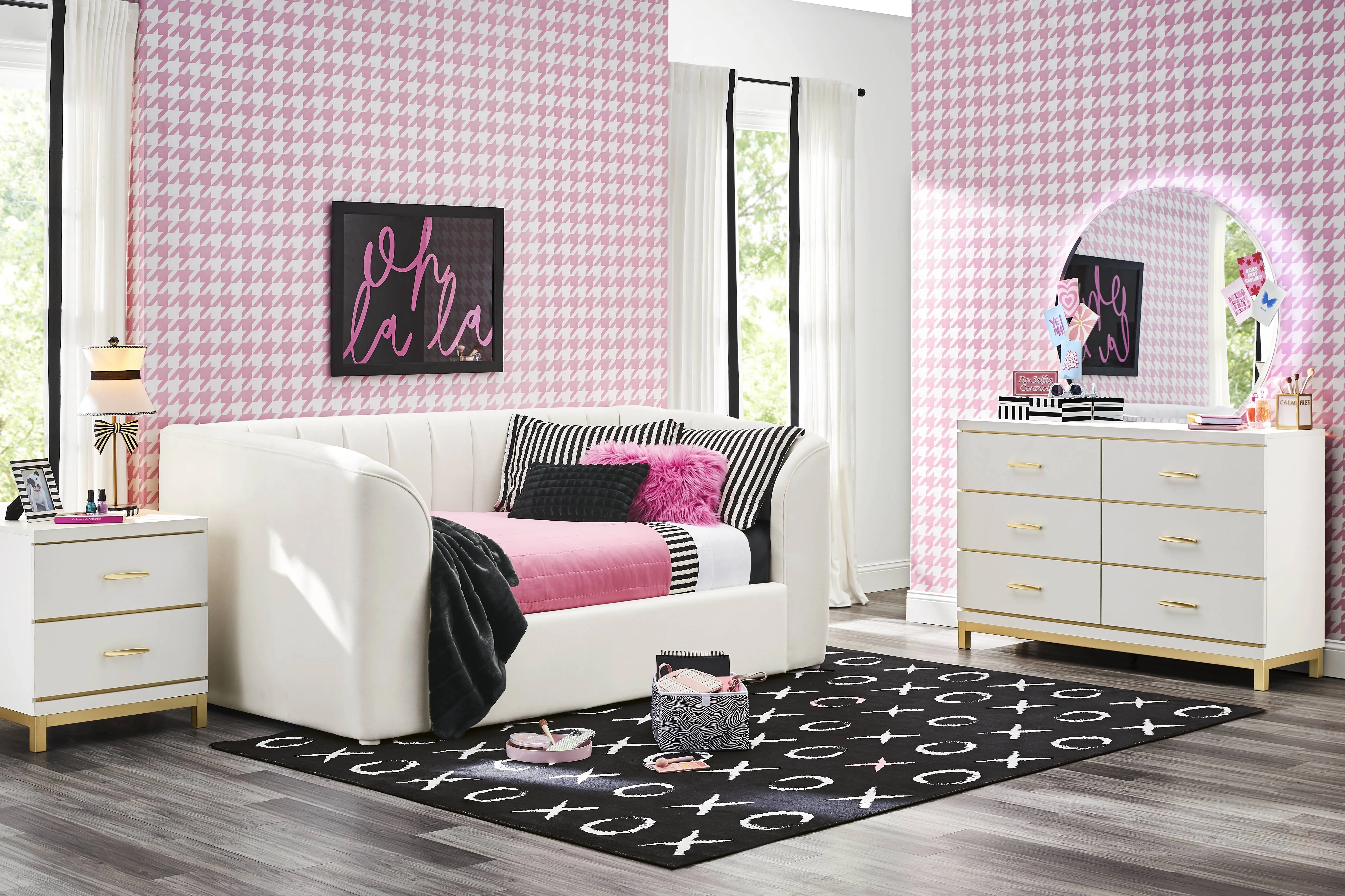 Kids Skye White Bedroom with Gwyneth Full Storage Daybed