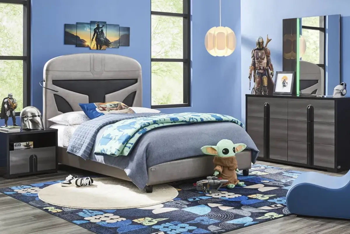 Star Wars Black Lighted Bedroom with Twin Mandalorian Bed by Rooms To Go |  Furniture.com, image size:1200x803