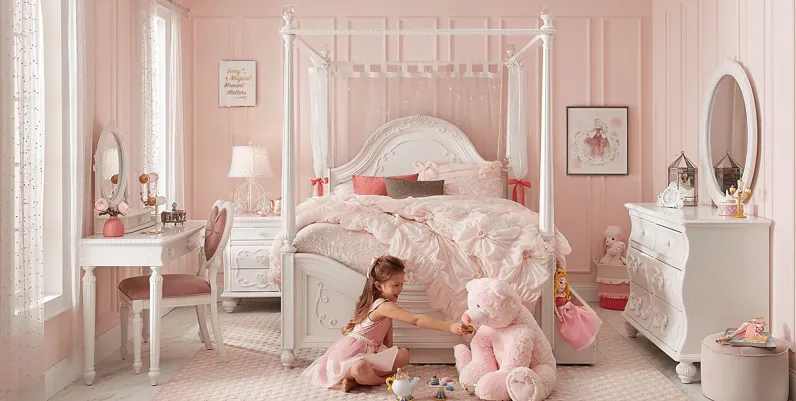 Disney Princess Dreamer White 5 Pc Full Canopy Bedroom