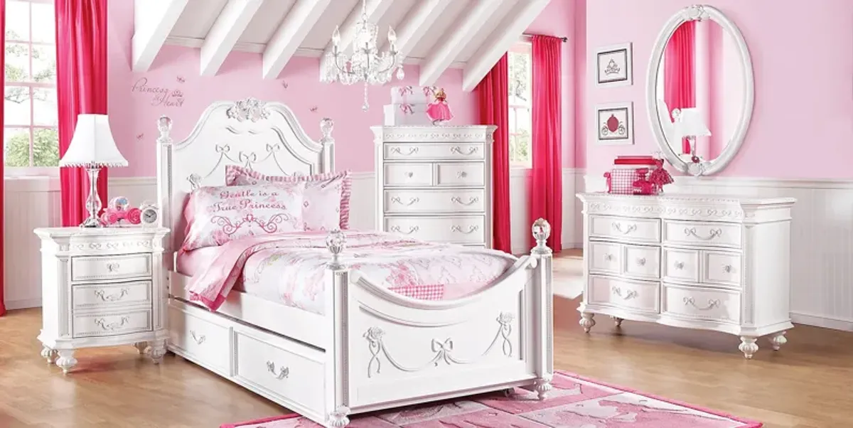 Disney Princess Fairytale White 3 Pc Full Poster Bed