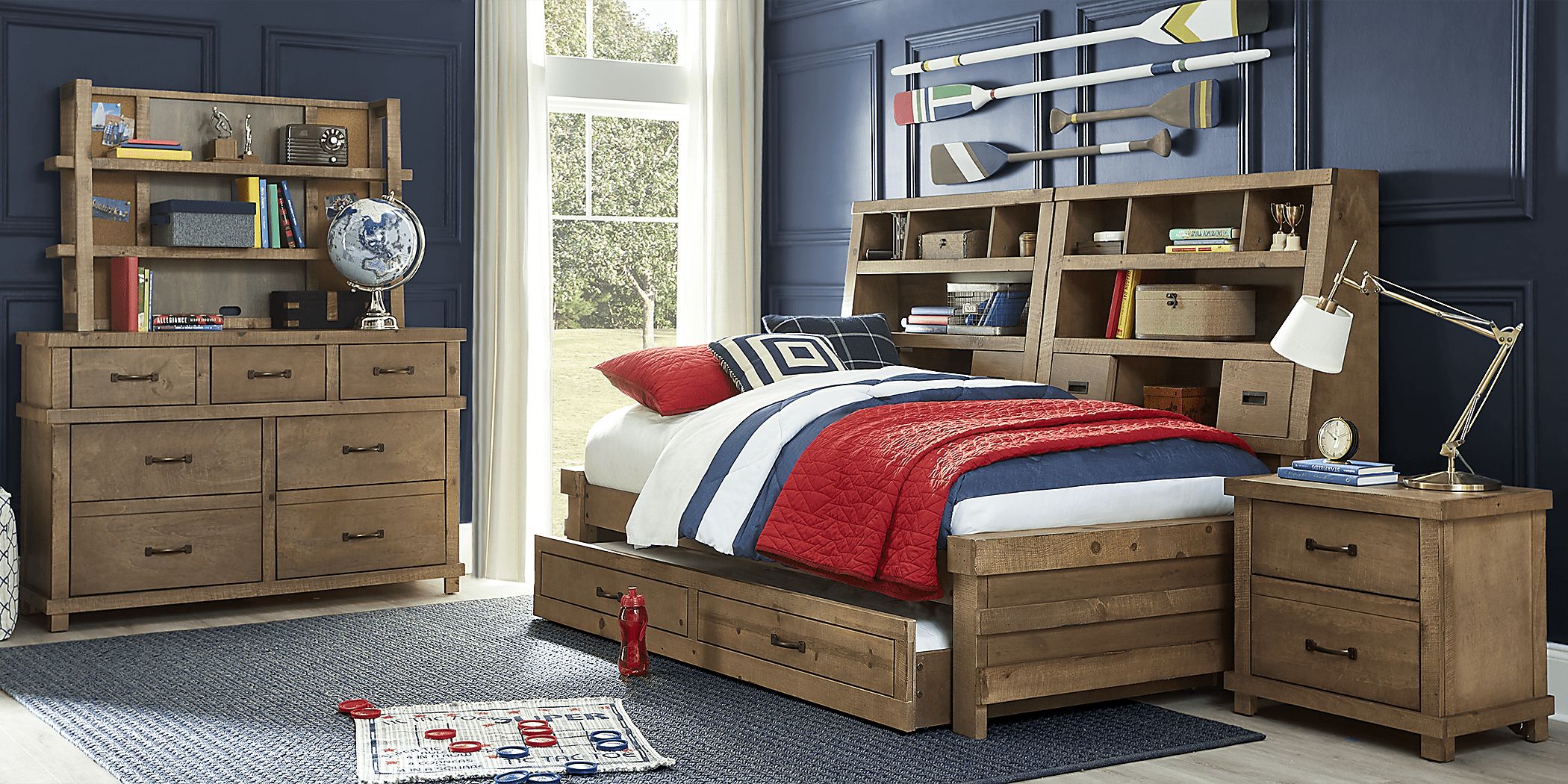 Kids Montana 2.0 Driftwood 5 Pc Twin Bookcase Wall Bed