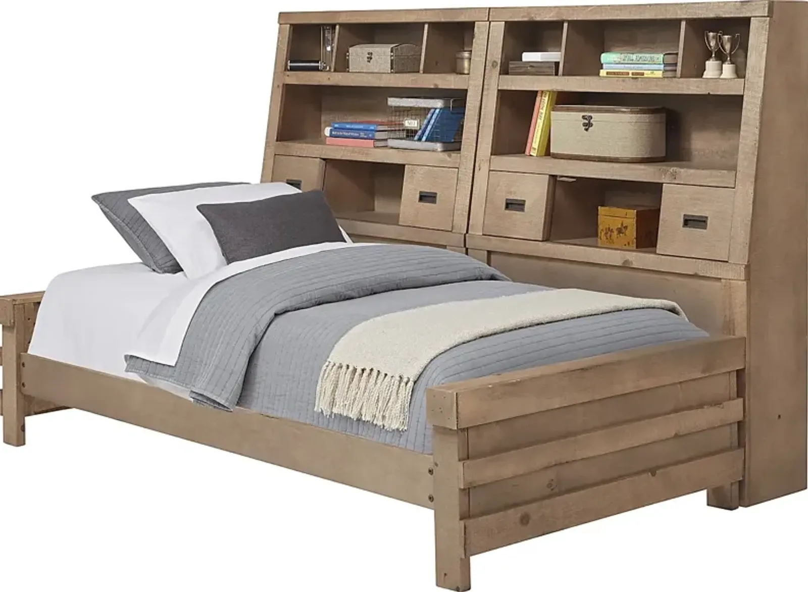 Kids Montana 2.0 Driftwood 5 Pc Twin Bookcase Wall Bed