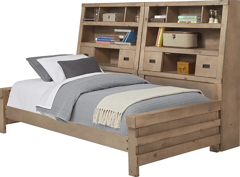 Kids Montana 2.0 Driftwood 5 Pc Twin Bookcase Wall Bed