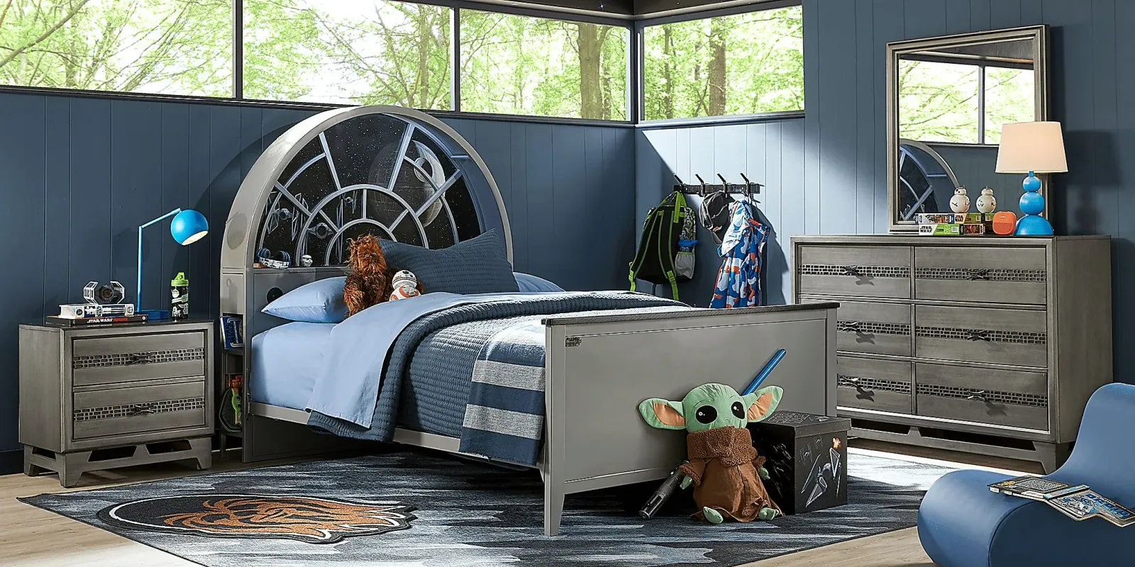 Kids Star Wars Millennium Falcon Gray 5 Pc Full Bedroom