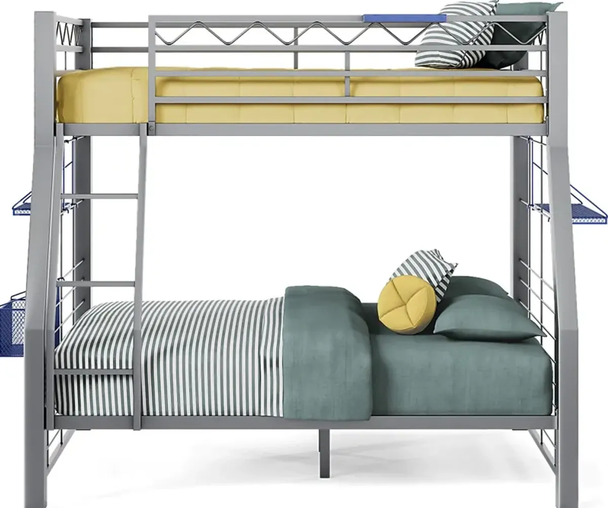 Build-a-Bunk Gray Twin/Full Bed with Blue Accessories