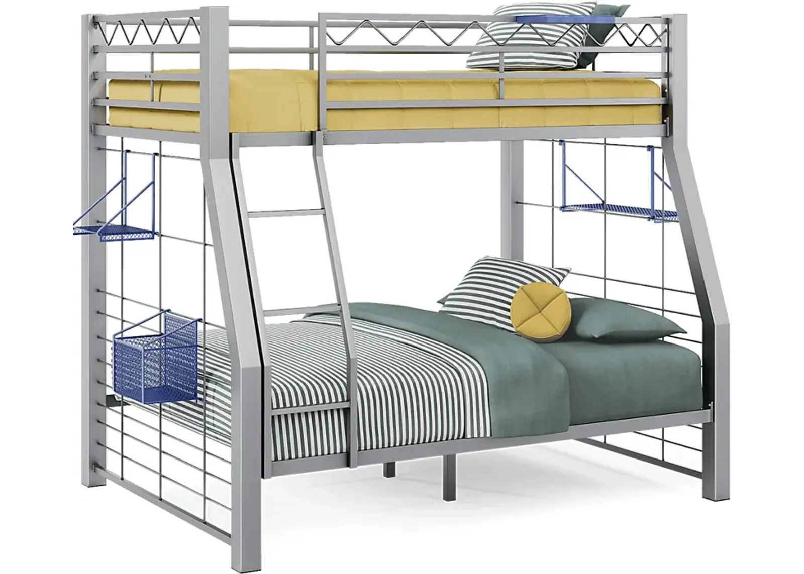 Build-a-Bunk Gray Twin/Full Bed with Blue Accessories