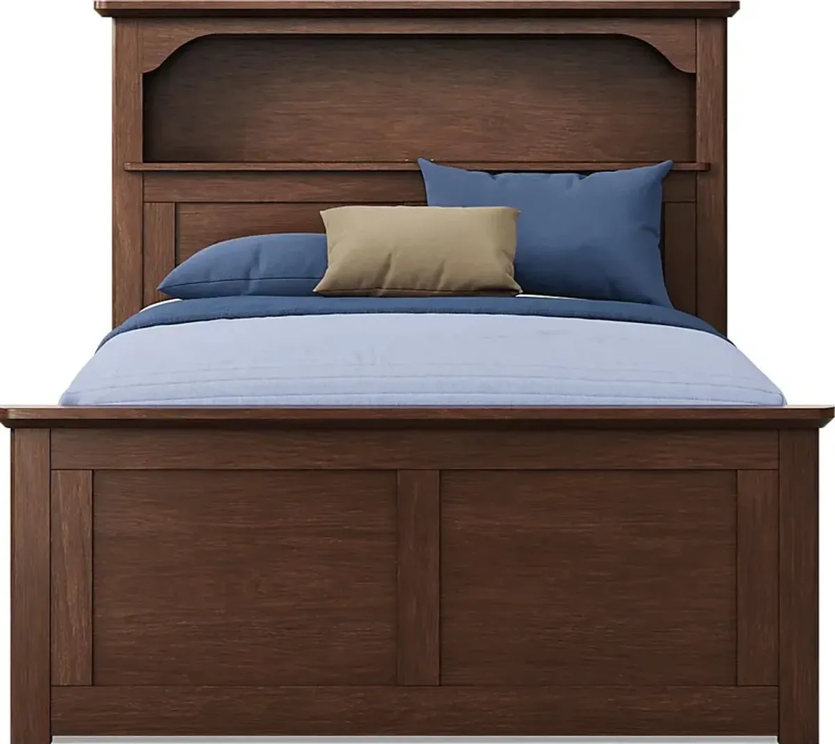 Kids South Bend Brown Cherry Full Bookcase Bed with 2 Storage Side Rails