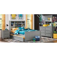 Kids Cottage Colors Gray 5 Pc Twin Bookcase Bedroom