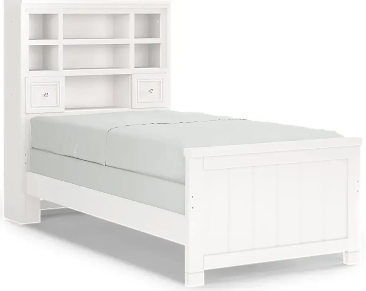 Kids Cottage Colors White 5 Pc Twin Bookcase Bedroom