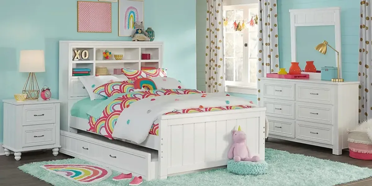 Kids Cottage Colors White 5 Pc Twin Bookcase Bedroom