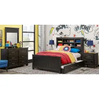 Kids Cottage Colors Black 5 Pc Twin Bookcase Bedroom