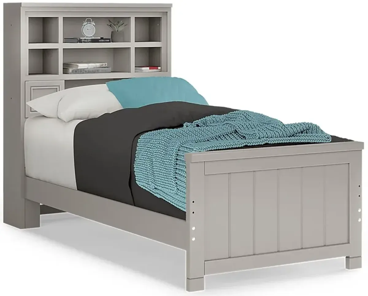 Kids Cottage Colors Gray 5 Pc Twin Bookcase Bedroom