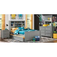 Kids Cottage Colors Gray 5 Pc Twin Bookcase Bedroom