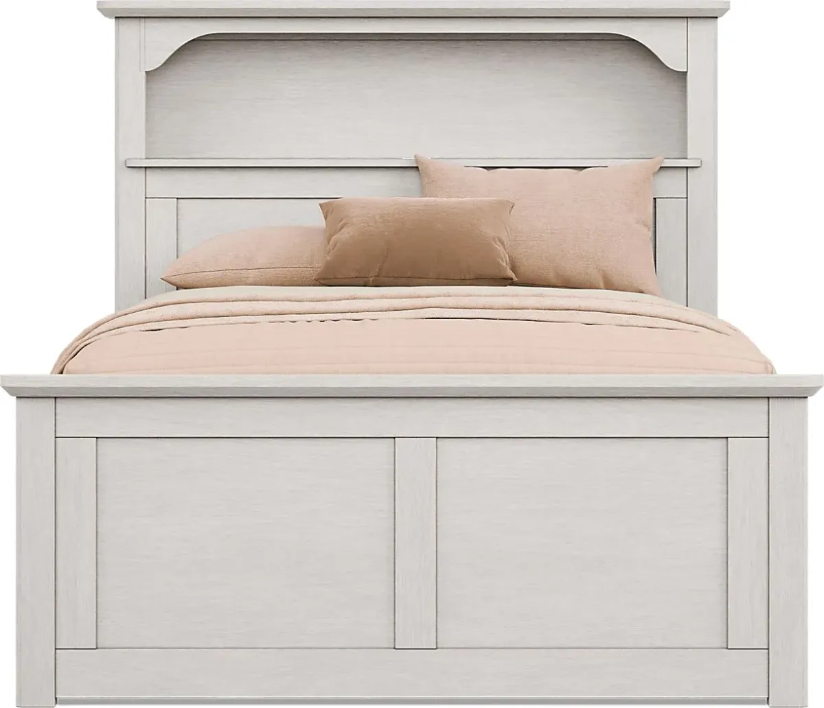 Kids South Bend Washed White Full Bookcase Bed with 2 Storage Side Rails