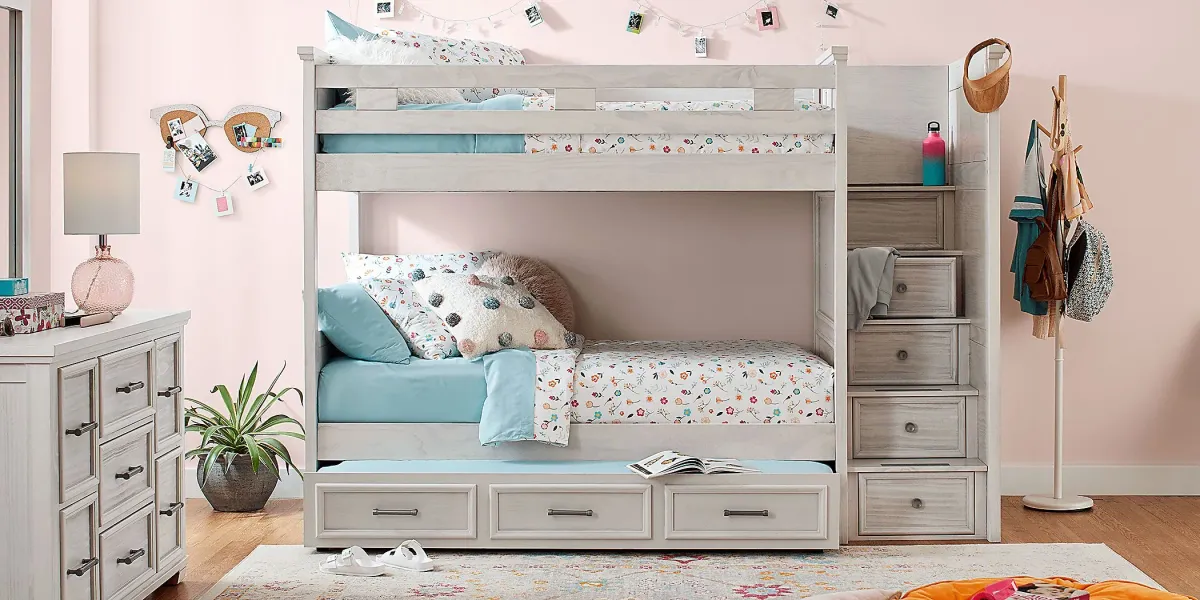 Kids Canyon Lake Ash Gray Twin/Twin Step Bunk